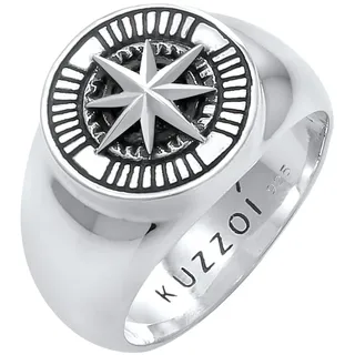 KUZZOI Siegelring Kuzzoi Ring Herren Siegelring Kompass 925 Silber, Gr. 60, silber, Fingerringe, Herren, 60, ohne Stein, Silber 925 (Sterlingsilber), Siegelring