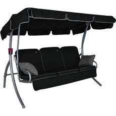 Angerer Comfort Style Hollywoodschaukel 3-Sitzer, schwarz, 210 x 145 x 160 cm, 41901/137/32