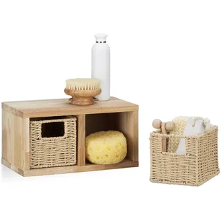 Relaxdays Wandregal 31 x 16 x 18 cm Walnuss