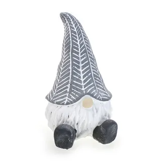 TEMPELWELT Deko Figur Wichtel Zwerg 14 cm, Zement massiv grau weiß, lustige Dekofigur Wichtelzwerg Stein Optik mit Steindeko, Dekofigur witzige Gartendeko Steinfigur