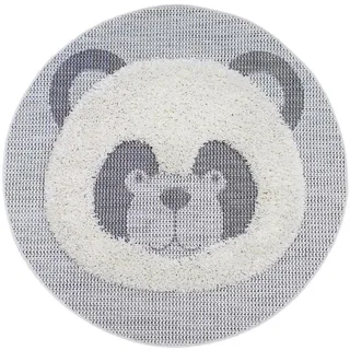 Primaflor-Ideen in Textil Kinderteppich »NAVAJO - Panda«, rund, 35 mm Höhe, Hoch-Tief-Effekt, Motiv Panda, Kinderzimmer, weiß