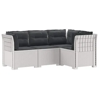vidaXL 4-Sitzer Gartensofa mit Kissen Rattan-Look PP Weiß - Weiß