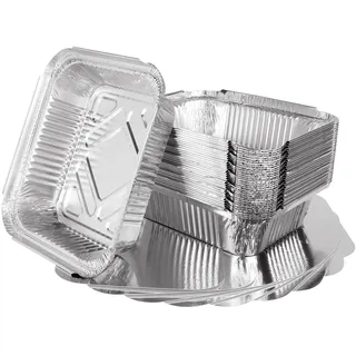 MIVIDE 125 Stück Grill Aluschalen mit Deckel, 600ml Alu Grillschalen, Einwegschalen aus Aluminium für Lebensmittel, zum Einfrieren, Kochen,Grillen