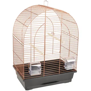 Flamingo Vogelkäfig – Voliere Vögel – Klara 1 Kupfer/Schwarz – 39×25×53 cm – 2 Sitzstangen & 2 Näpfe, Frontklappe, Kunststoff-Schublade, EU-Herstellung