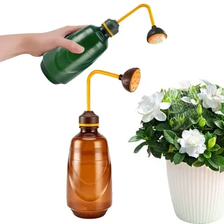 2 Stück Gießball Brause, 2-in-1 Kleine Gießkanne Abnehmbarer Sprüher 450ml | Pflanzensprüher für Empfindliche Pflanzen, Mini Weichsprüher für Blume Stecklinge Setzlinge(Braun+Grün)
