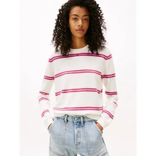 Tommy Hilfiger Tommy Jeans Damen Pullover Sweater, Weiß (Ancient White/Stripe), L