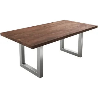 DeLife Esstisch Edge 200x100 XL Akazie Braun Edelstahl Breit - Braun