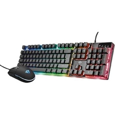 Trust Gaming GXT 838 Azor Gaming-Maus und Tastatur, italienisches Layout QWERTY, USB, Anti-Ghosting, Tastatur mit Hintergrundbeleuchtung LED RGB, Gaming-Maus 800-3000 DPI – Schwarz