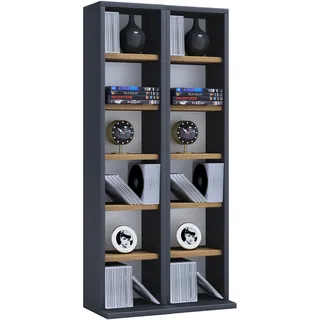 VCM Media-Regal »Holz CD DVD Stand Regal Schrank Ständer Milano«, grau