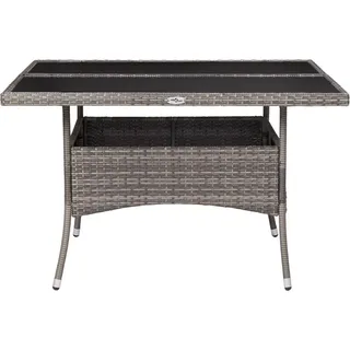 vidaXL Garten-Esstisch Grau Poly Rattan und Glas - Grau