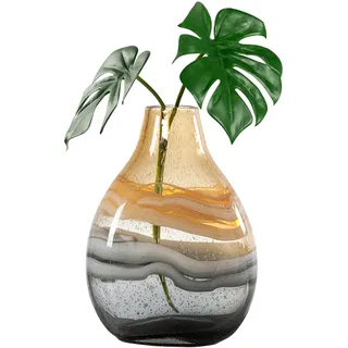 Torre & Tagus Andrea Mundgeblasene Glasvase für Heimdekoration, 27,9 cm hoch, große Bernsteinglasvase als Tafelaufsatz, handgefertigte Bernsteinvasen für Dekoration im Küstenwohnzimmer,