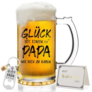 Joymaking Bierkrug mit Gravur, Vatertagsgeschenke für Papa Personalisiert, Bierglas Geschenke für Papa, Geburtstagsgeschenk für Papa, Bester Papa Geschenke Vatertag Geburtstag Weihnachten 0,5L