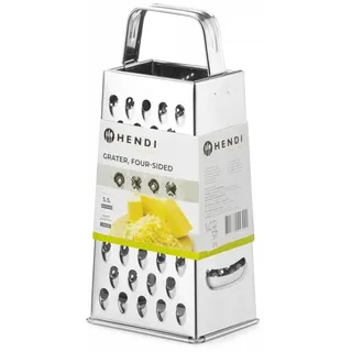 HENDI Vierkantreibe, Vierkant-Küchenreibe, mit 4 Reibflächen, Geschirrspülmaschinengeeignet, 90x65x(H)200mm, Edelstahl