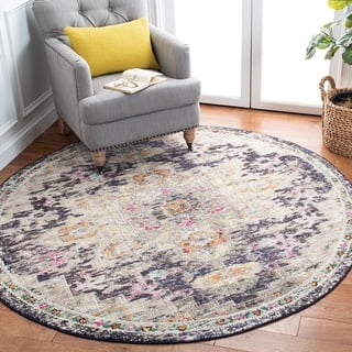 SAFAVIEH Boho Teppich für Wohnzimmer, Esszimmer, Schlafzimmer - Madison Collection, Kurzer Flor, Schwarz und Gold, 122 X 122 cm