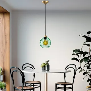 Opviq Elegant Green Chandelier, Adjustable Height 40-120 cm, Metal Body, Ø20 cm Cap, Ø14 Base, 1 x E27 Socket, Perfect for Modern Spaces, IP20