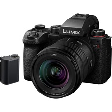 Panasonic LUMIX DC-S5 II Spiegellose Vollformat Kamera mit 20–60 mm F3,5–5,6 Objektiv, 4K 60p und 6K 30p, Flip-Screen, WLAN, Hybrid-Phasen-AF, Active is, Mit Ersatzakku DMW-BLK22, Schwarz