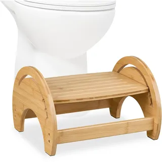Relaxdays Toilettenhocker, verstellbar, Stuhlgang Unterstützung, WC Hocker Erwachsene, Bambus, HxBxT: 23x36x32 cm, Natur