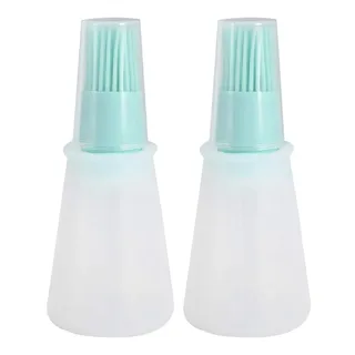 2 Stücke Silikonöl Flasche Pinsel mit Deckel Set Weiche Sauce Flasche mit Silikon Backpinsel Speiseöl Flasche Pinsel für Gebäck BBQ Fleisch Honig Marinaden MEHRWEG VERPAKUNG(Grün)