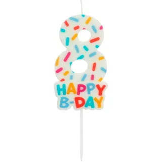 Folat 24118 Kuchen Kerze Cozy Sprinkles Ziffer/Zahl 8-7 cm Geburtstagskerzen für Geburtstag, Geburtstagsdeko, für Kinder Partys, Hochzeiten, Firmenfeiern, Jubiläen, Mehrfarbig, 7 cm