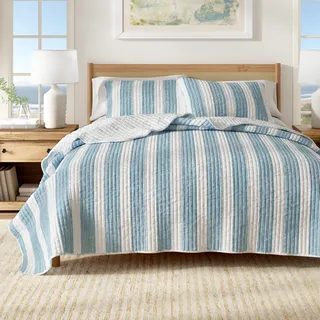 Great Bay Home Casco Bay Bettgarnitur Strand Blau 135 x 200 cm + 40 x 80 cm
