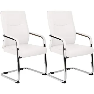 CLP Schwingstuhl 2er Set Lederlook Weiß , Metall , 55x105x60 cm , Esszimmer, Stühle, Schwingstühle