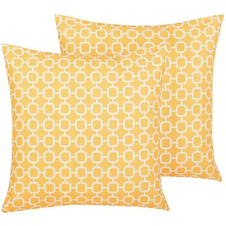 Beliani Gartenkissen gelb Muster 40/40 cm Astakos , Textil , Füllung: Polyester , Quadratisch , 40x40 cm , Gartenmöbel, Gartenpolster & Auflagen, Gartenkissen