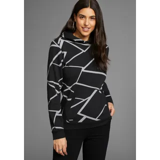 LAURA SCOTT Hoodie, mit modernem Allover-Print - NEUE KOLLEKTION Gr. 32/34 (XS), schwarz-grau, , 42900012-32