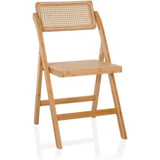 Gardenson Klappstuhl , Braun , Holz , Bambus, Rattan , 45.5x83.5x45 cm , klappbar , Esszimmer, Stühle, Klappstühle
