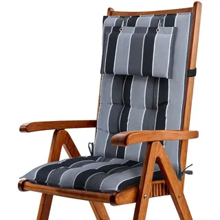 Beautissu Hochlehner Auflage 119 x 50 x 8 cm Anthrazit-Gestreift 1 St.