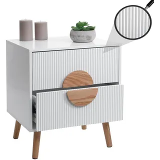 Nachttisch HWC-N89, Kommode Beistelltisch Nachtschrank, 3D-Design Schublade Melamin Holz, 55x48x41cm