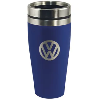 BRISA VW Collection - Edelstahl Isolierbecher Doppelwandig | Volkswagen Tumbler Reisebecher Thermobecher, Camping Geschenk Integrierter Schieber Rostfrei Pulverbeschichtet, 450 ml, Blau