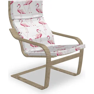 ABAKUHAUS Flamingo Poäng Sessel Polster, Geometrisch, Sitzkissen mit Stuhlkissen mit Hakenschlaufe und Reißverschluss, Rosa Pfirsich-Weiß - Rosa