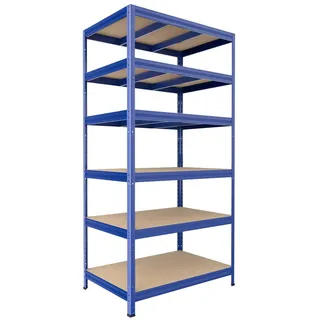 Metallregal mit Holzböden Biedrax 45 x 90 x 210 cm blau - 6 Fachböden MDF, 300 kg