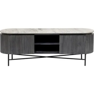 Kare Design Lowboard Glenn, Grau/Schwarz, Sideboard, Marmor Deckplatte, Massivholz, Stahlgestell, mit 2 Türen, Wohnzimmer, Büro, 55x151x42 cm