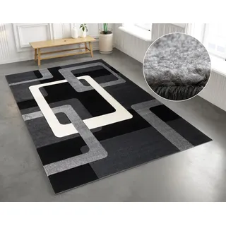 MY HOME Teppich »Maxim« rechteckig 13 mm Höhe Hoch-Tief-Effekt, Kurzflor, 3D-Design, Kundenliebling, schwarz