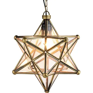 Marrakesch Pendelleuchte Hängelampe 31cm groß Lampenschirm aus Metall & klares Glas | Lampe Wohnzimmerlampe Bghina als aesthetic Deko im Wohnzimmer | Esszimmerlampe über den Esstisch im Esszimmer