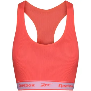 Reebok Damen Seamless Geripptes Crop Top in Orange | Unterwäsche-BH für Fitness mit geringer Belastung, mit herausnehmbaren Polstern und Feuchtigkeitsableitungstechnologie, Orange Flare, S