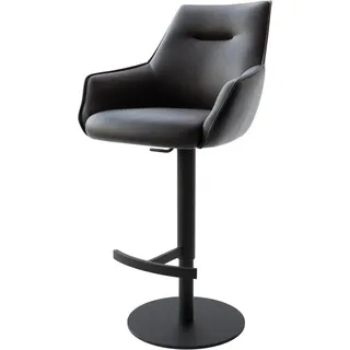 DeLife Barstuhl Alja-Flex Echt-Leder Schwarz Drehfuß höhenverstellbar Metall Schwarz drehbar Taschenfederkern