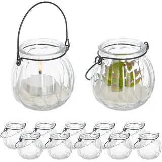 Relaxdays Windlicht 12er Set Glas Transparent