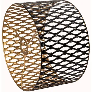Vintage Metall Lampenschirm, Schwarz Gold-Trommelform|Hohlgeschnitzt, Für Stehlampe, Für Hängelampe, Für Tischlampe, Für Deckenleuchte