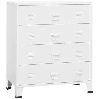 Industrial Kommode mit Schubladen Weiß 78x40x93 cm Metall - Weiß