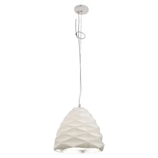 Duchessa Pendelleuchte aus Metall und weißer Keramik, Ø 300 mm, E27 40-W-Fassung, Smart Luce-kompatibel, Schutzklasse 1, elegantes Design - Weiß