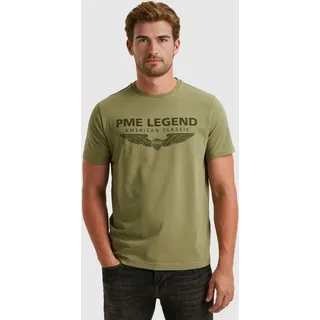 T-Shirt PME LEGEND, Herren, Gr. M, oil grün, Jersey, Obermaterial: 95% Baumwolle, 5% Elasthan, bedruckt, schmal normal, Rundhals, eingesetzt Bündchen, Shirts T-Shirt, mit eingefasstem Rundhalsausschnitt mit Rollkante