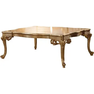 Goldener Couchtisch Barock Rokoko Holz Tisch Wohnzimmer Tische Gold - Braun