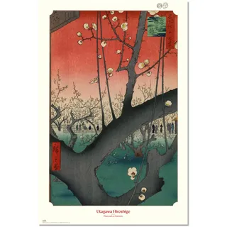 Grupo Erik Poster Kunstdruck Plum Park at Kameido Utagawa Hiroshige Poster - Deko Wohnzimmer oder Deko Schlafzimmer - Deko Zimmer Größe 61 x 91 cm