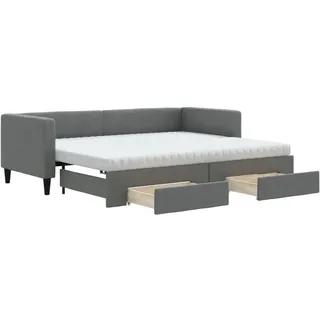 Tagesbett Ausziehbar mit Schubladen Dunkelgrau 80x200 cm Stoff - Grau, Dunkelgrau