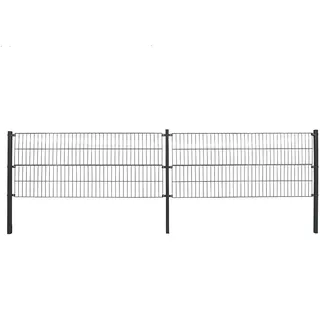 Doppelstabmattenzaun MORATA Höhe: 120 cm / Länge: 40 m 1x Eckpfosten I Gartenzaun, Mattenzaun - Grau