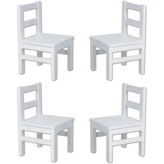 Bubema Kindersitzgruppe – aus Massivholz, als Stuhl, Tisch oder als Set, natur geölt oder weiß lackiert - Vier Stühle/Weiß lackiert
