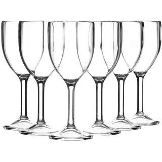 SECO Wiederverwendbares Weinglas aus Polycarbonat, 265 ml, 6 Stück, einfach zu halten, praktisch unzerbrechlich, perfekt für Veranstaltungen, Camping, Essen im Freien – transparent