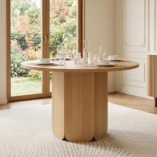 STILVORA Esstisch 120×120 cm rund für 4–6 Personen im skandinavisch-minimalistischen Stil, Rundtisch kratzfest und langlebig, Küchentisch Eichenfarbe - Braun